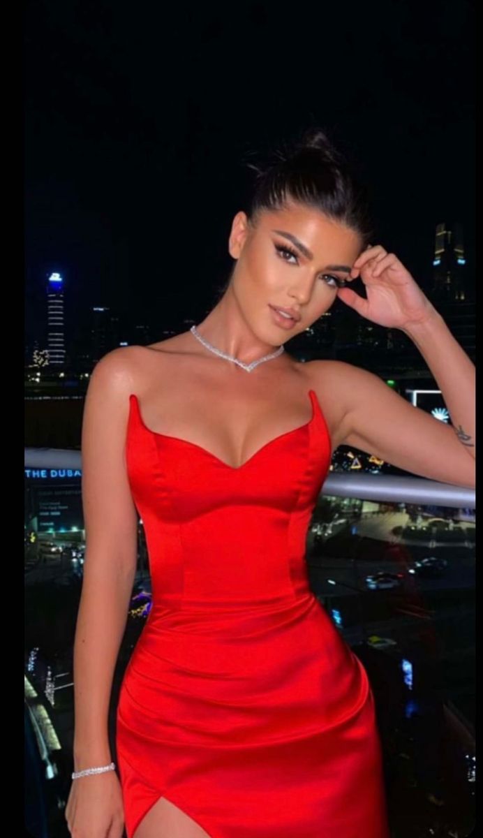 Red Mermaid Bridesmaid Dresses Satin Strapless Leg Split Evening Gowns Prom Dresses cg14908