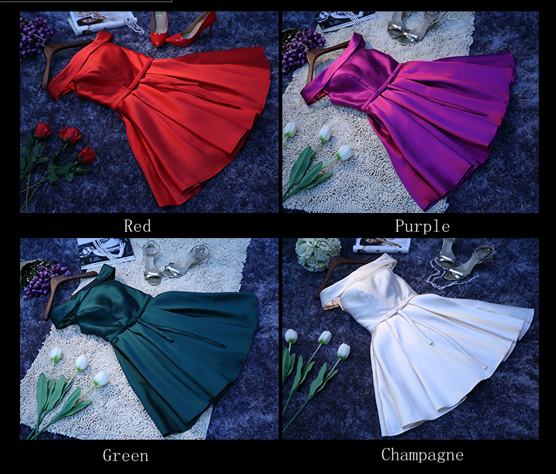 Beautiful satin short prom dress,homecoming dress,bridesmaid dress 7619