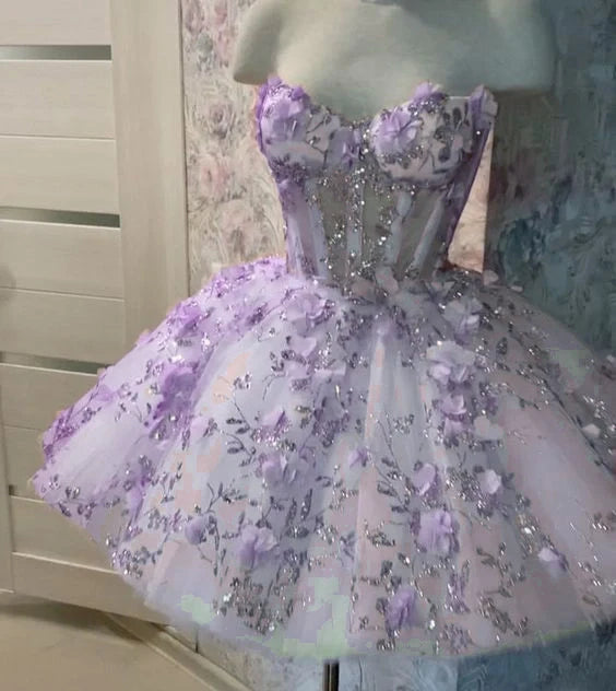 Vintage Short Pink Homecoming Dresses with Flowers fg2508