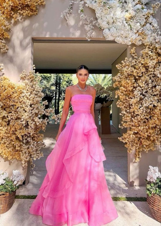 Pink Long Formal Gowns, Pink Party Dresses fg2673