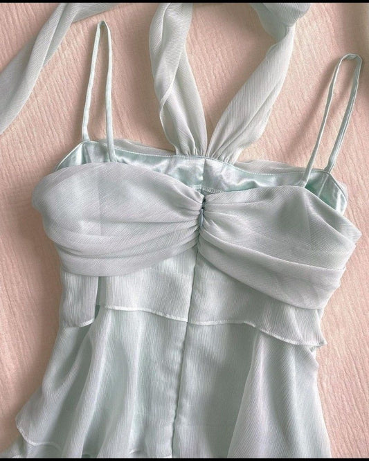 Tiered Chiffon Vintage Dress Homecoming Dress Formal Dresses Short