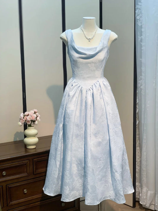 Light blue elegant girl homecoming dress long satin prom dress evening dress party dress birthday dress bridesmaid dress gh4544