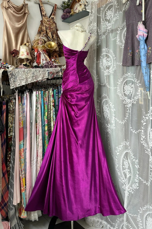 amakanas-New retro dress, purple satin dress gh61278
