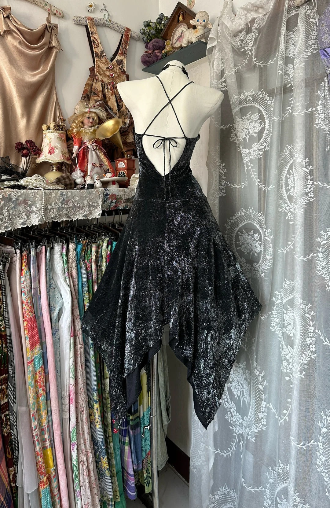 amakanas-Black vintage short chiffon homecoming dress birthday dress gh5232
