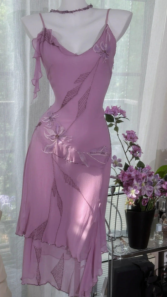 Purple Floral Exquisite Chiffon Homecoming Dress Prom Dress Evening Dress Party Dress gh4320