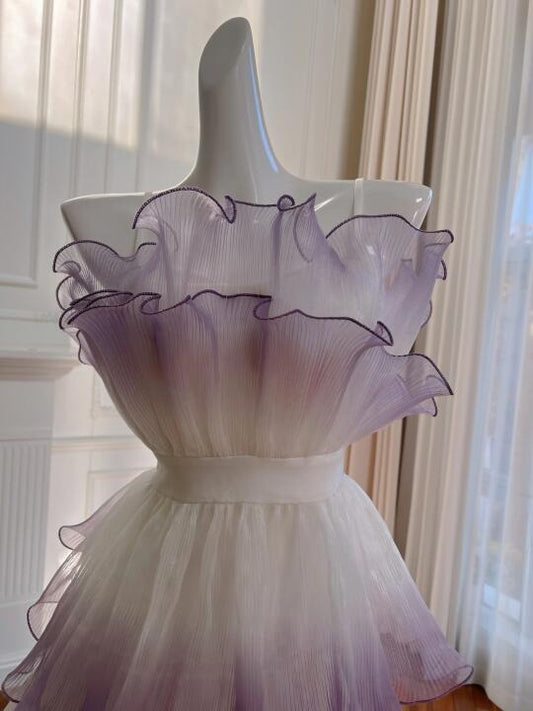 Purple Fairy Elegant Beautiful Homecoming Dress Short Chiffon Ball Gown Birthday Party Dress Evening Dress gh4411