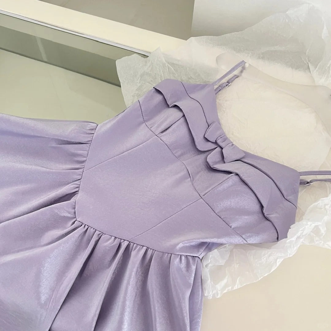 Purple Bow Homecoming Dress Short Satin Prom Dress Evening Dress Birthday Party Dress gh4559