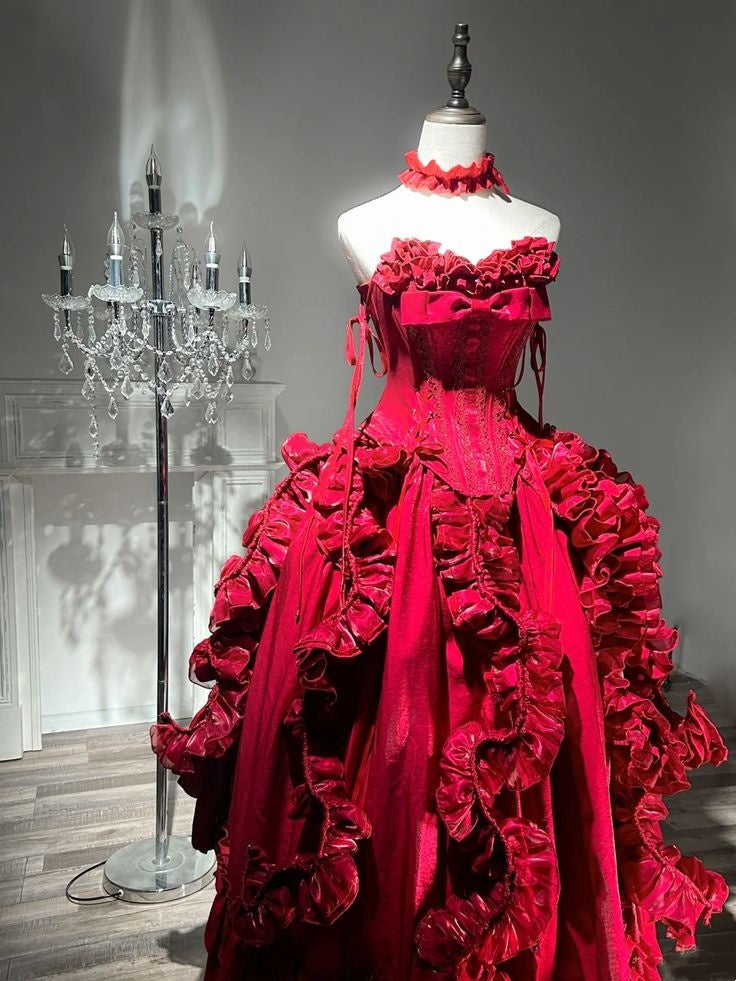 amakanas-Red floor-length ball gown gh6155