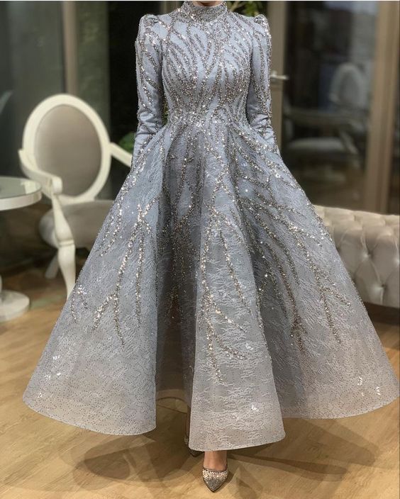 Embroidered Wedding Dress, Muslim Evening Gown Sexy Prom Dress, Evening Dress fg2662