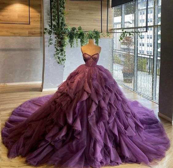 Purple quinceañera dress Ball Gown Prom Dresses Evening Gown fg2801