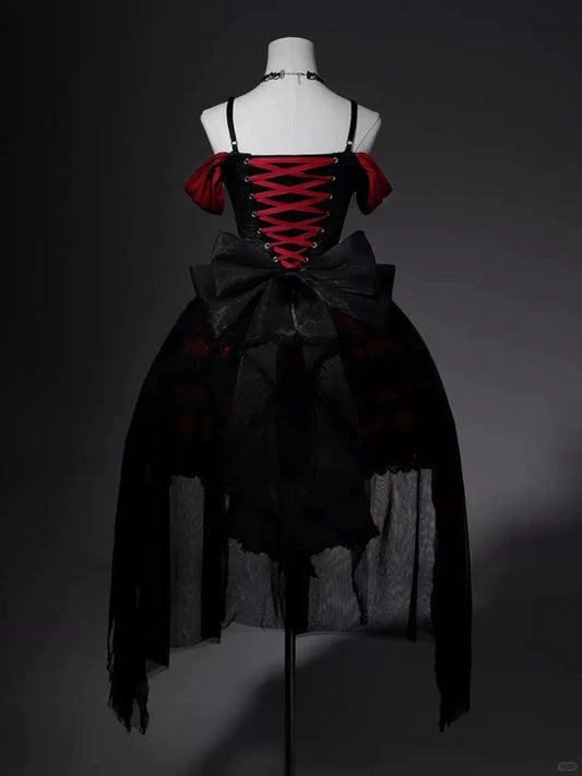 amakanas-Black red beaded tulle lace short homecoming dress birthday dress gh5347