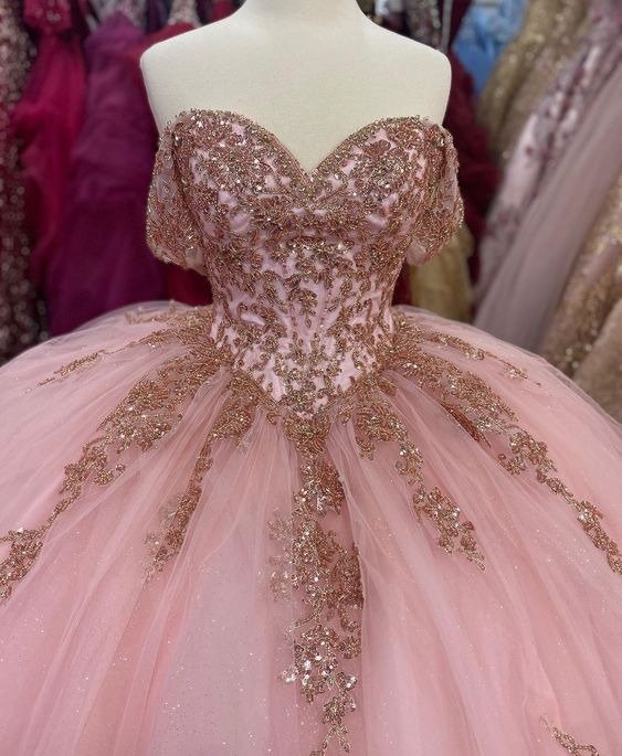 Pink Ball Gown Long Prom Gown Elegant Evening dress fg2425