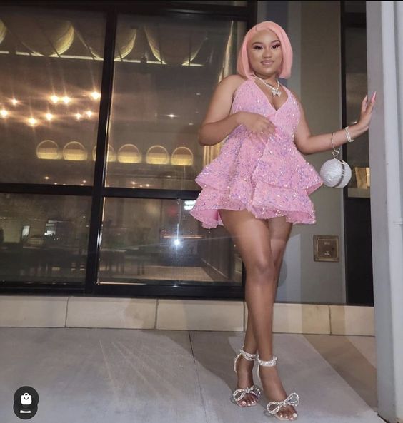 Pink Sequin Short Party Dress Homecoming Dresses fg2448