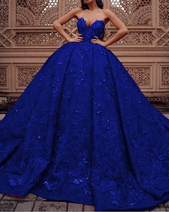 royal blue lace prom dresses ball gown sweetheart corset Prom Dresses fg2447