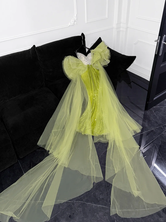 Sparkling Green Sequined Design Elegant Mermaid Prom Dress Evening Dress TP4214