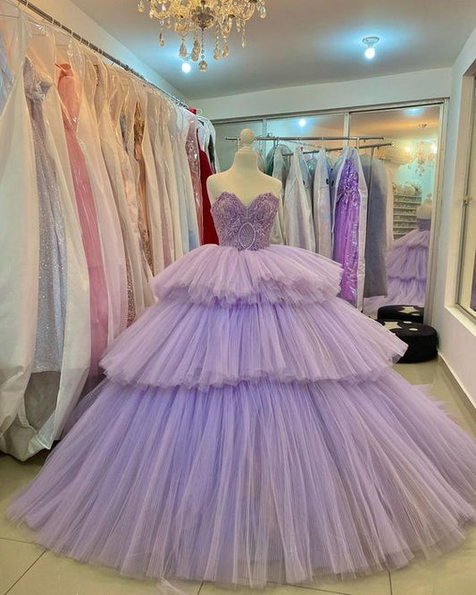 Quinceanera Dress Ball Gown Crystal Purple Prom Dresses fg4418