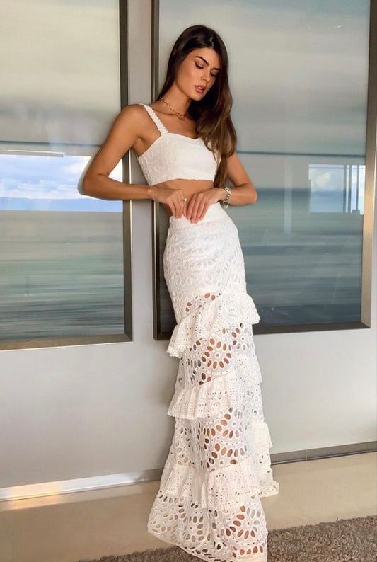 Two Piece Lace Evening Dress Party Long Dress fg4434