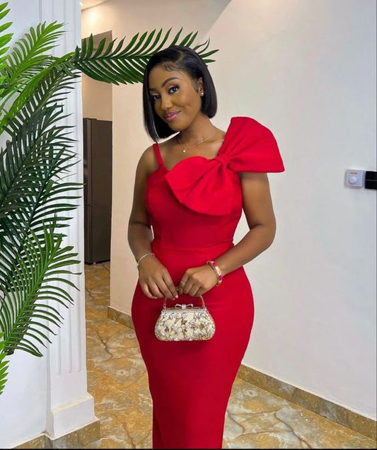 Elegant Red Prom Dresses Party Gowns Long Evening Dress With Bowknot fg4063