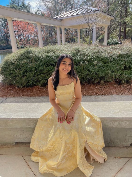 Beautiful Yellow Long Formal Gown, Party Prom Dresses fg3573