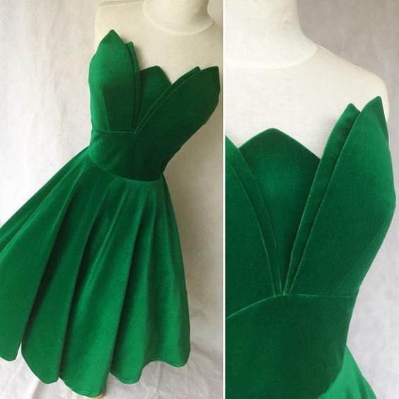 Green Velvet Party Dresses Short Prom Dress Homecoming Dress fg3544