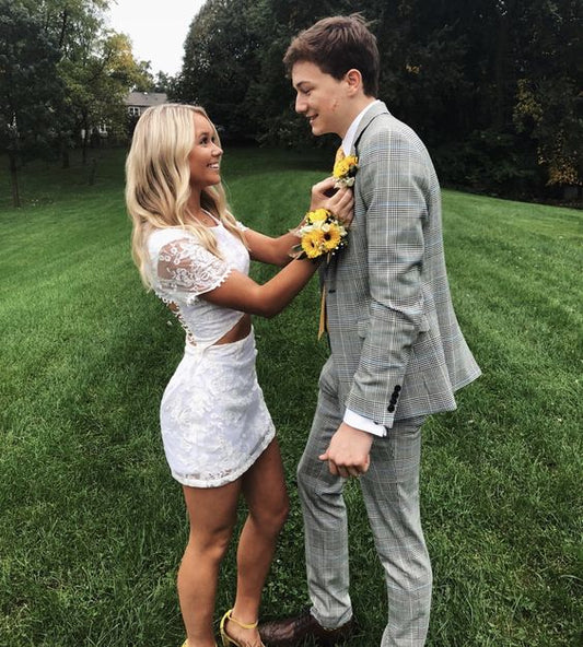 Short White Prom Dresses, Short White Formal Homecoming Dresses fg3721