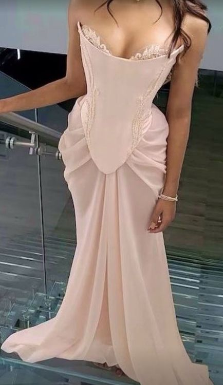 Unique Strapless A Line Pink Prom Dress SH1278