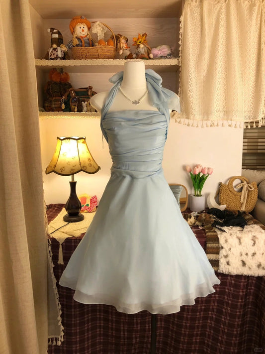 Light blue short chiffon homecoming dress birthday party dress gh4305