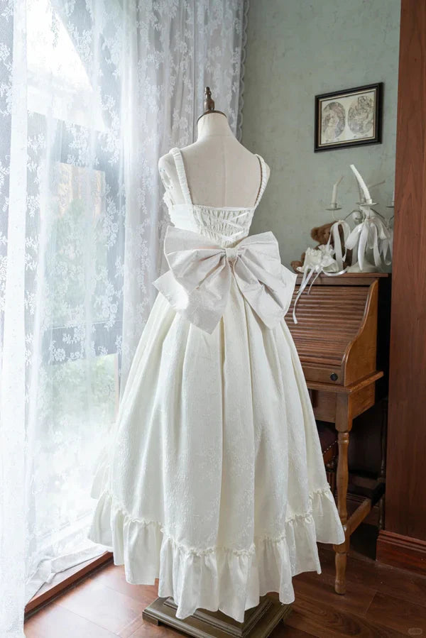 White Sweet Bow Long Satin chiffon Prom Dress Evening Dress Birthday Dress Adult Dress gh4247