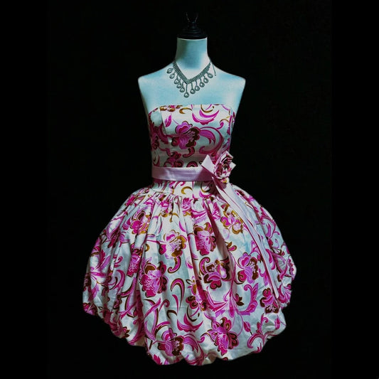 White Floral Short Satin Homecoming Dress Prom Dress Birthday Dress gh4636