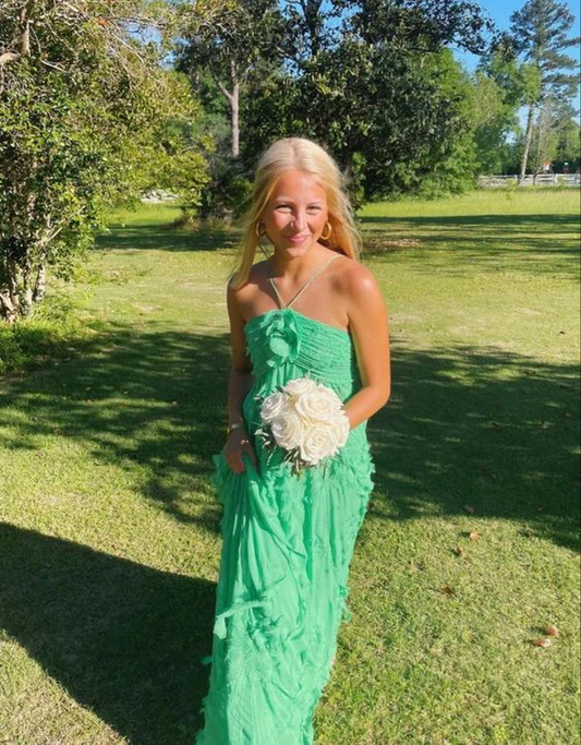 Simple Halter Green A Line Prom Dress Party Dress SH1193