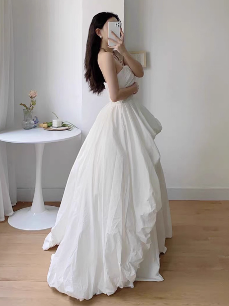 Classic White Strapless Ball Gown Elegant Quinceanera Dress Formal Evening Dress DH2709