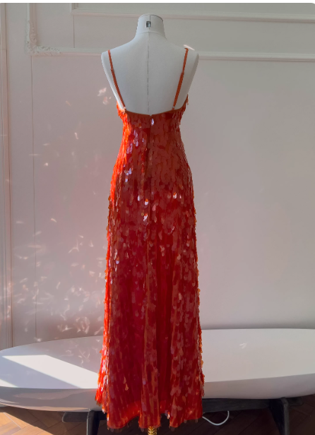 Sexy Spaghetti Straps Sheath Sequined Long Prom Dresses, Burgundy Formal Evening Dresses DP3100