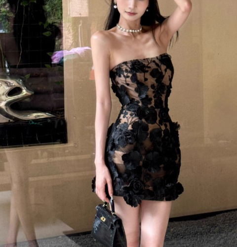 Sexy Strapless Bodycon Tulle Short Birthday Dresses Black Homecoming Dresses DP3112