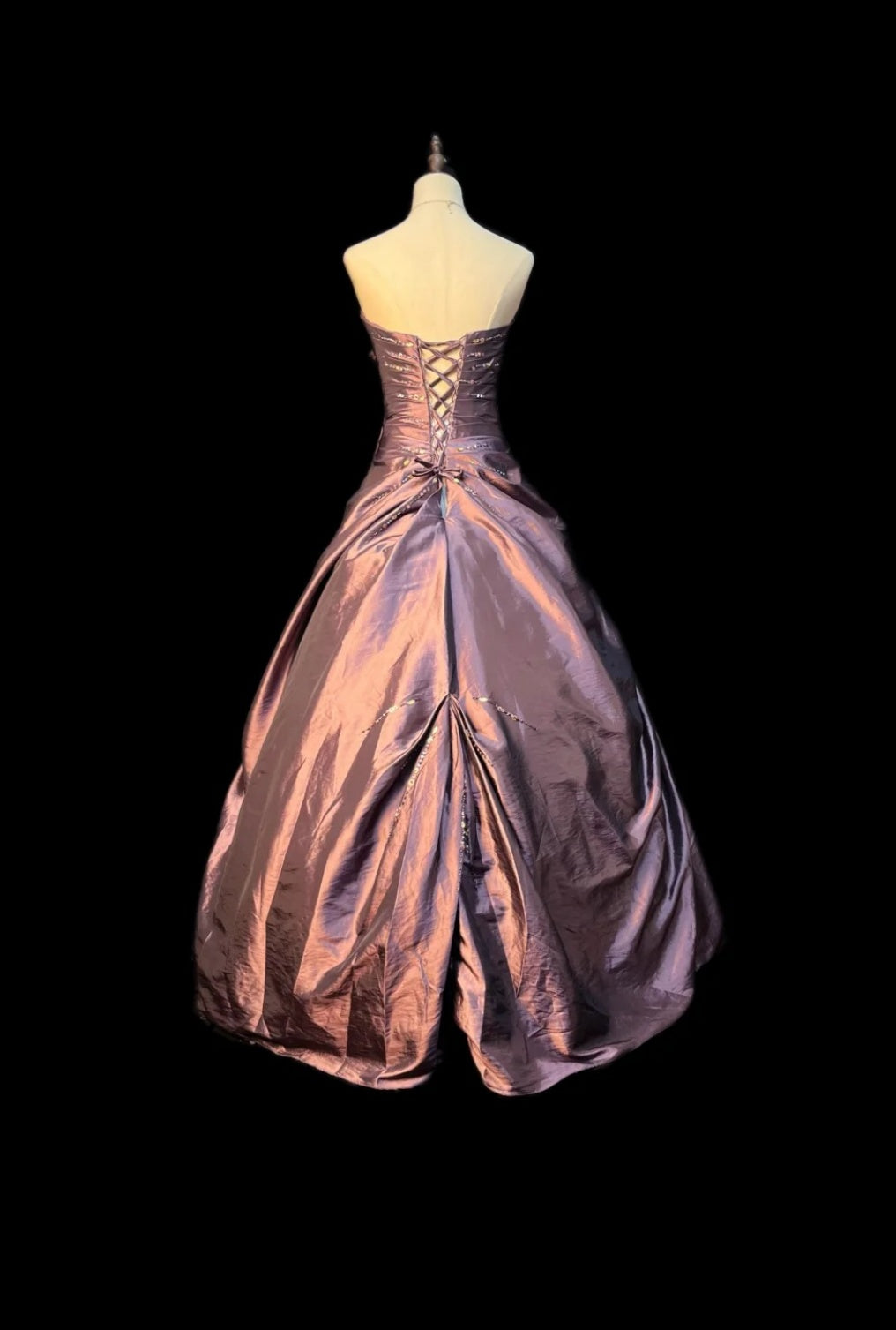 Vintage Taffeta Ball Gowns Strapless Long Prom Dresses, Brown Sweet 16 Dresses DP3223