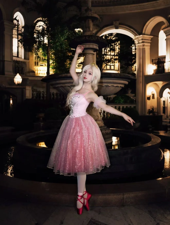 Sweet Spaghetti Strap Ball Gown Sparkly Tulle Tea Length Birthday Dresses DP3233