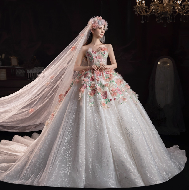 Timeless Sweetheart Neck Ball Gown Long Wedding Dresses Lace Sleeveless Bridal Dresses White Bridal Gowns DP3846