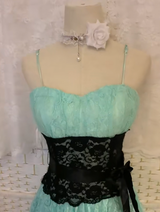 Vintage Blue Spaghetti Straps Bodycon Short Birthday Dress Lace Cocktail Dress Homecoming Dress ED03601