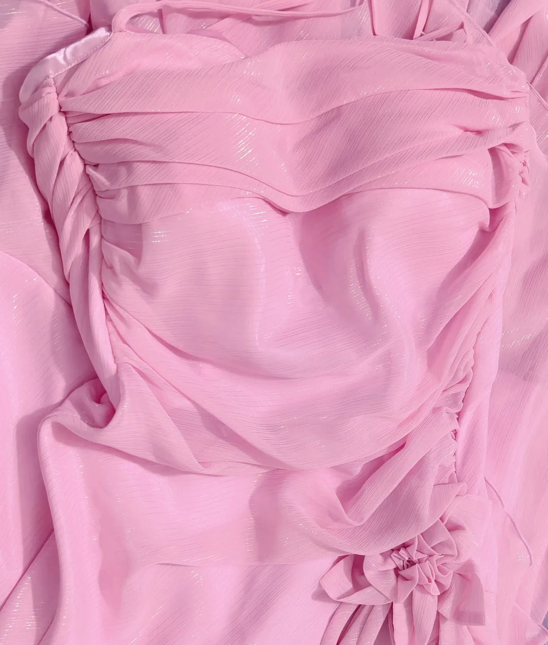 Sweet Pink Spaghetti Strap Evening Dress 16th Birthday Dress Sheath Chiffon Ruffle Formal Dresses ED03633