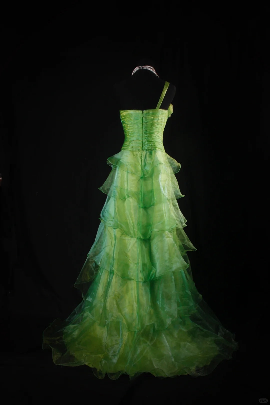 Vintage Green One Shoulder Birthday Dress Hi-Lo Evening Gowns Fairytale Tulle Prom Dress ED03741