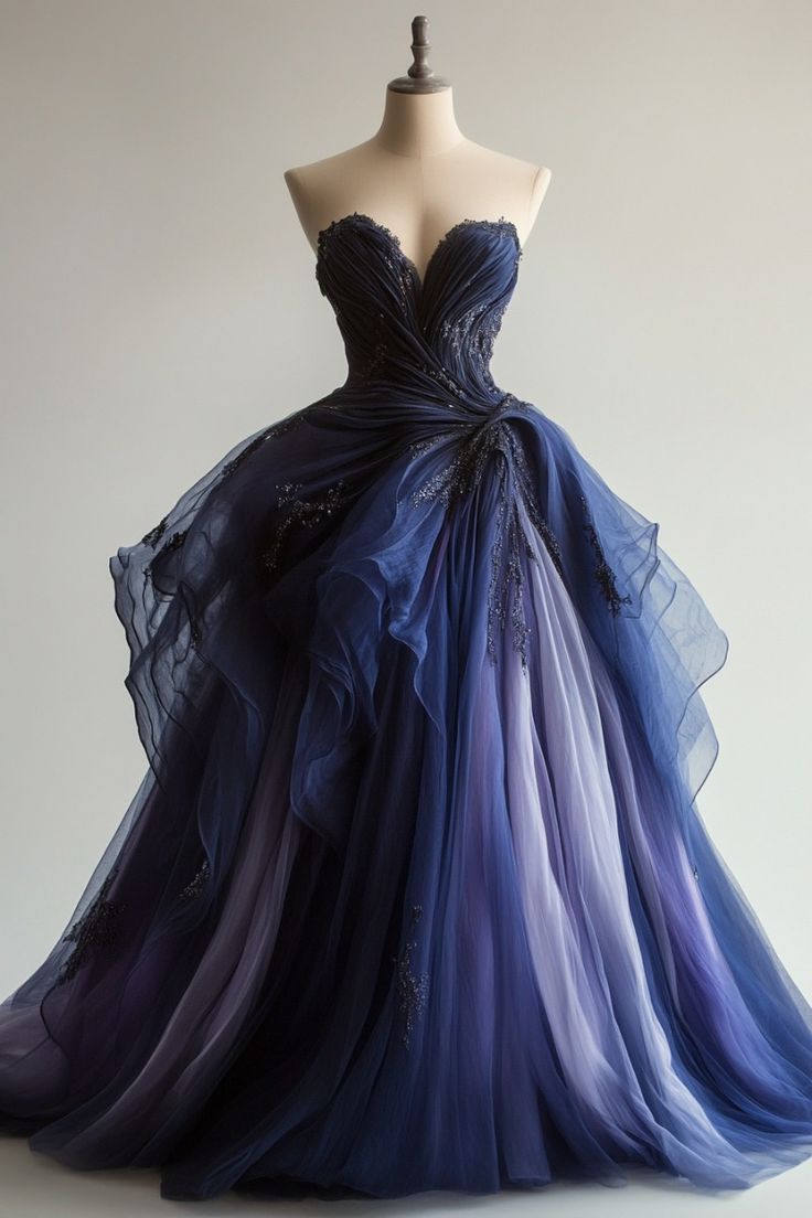 Glam Sweetheart Ombre Dark Purple Ball Gown Evening Gowns Tulle Beaded Quinceanera Dress Stunning Prom Dress ED03745