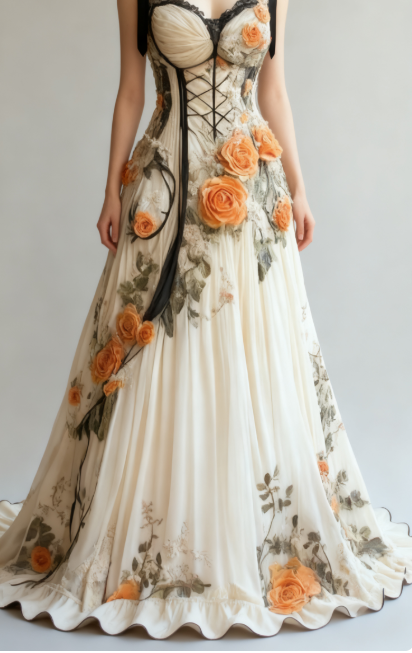 Gorgeous Spaghetti Straps Ball Gown Lace Applique Evening Dress Sweet Chiffon Prom Dress ED03845