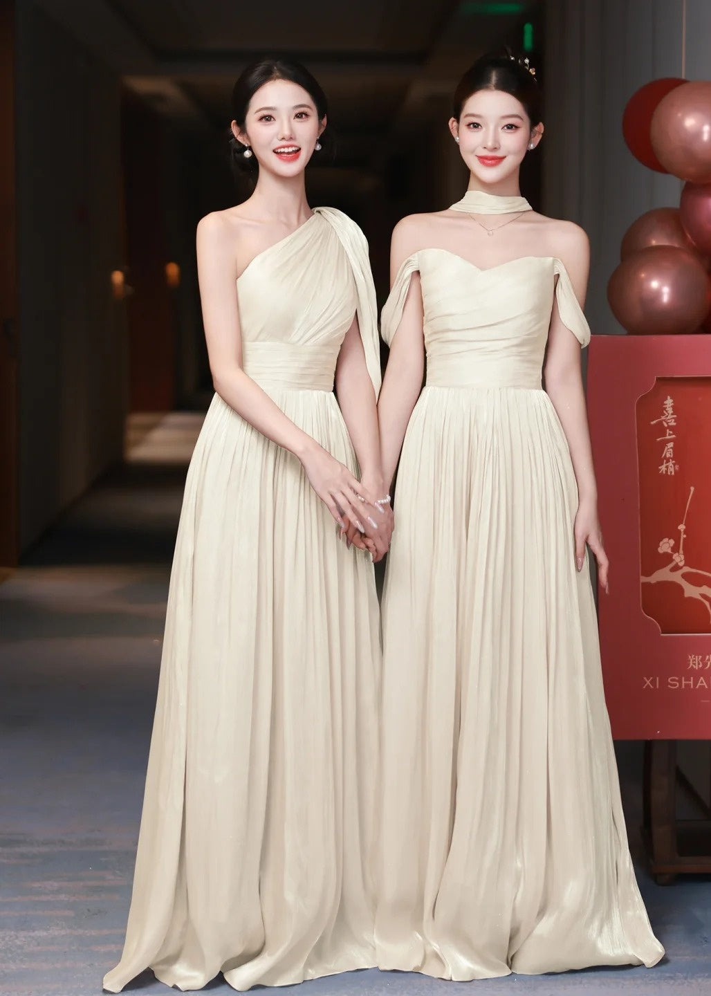 Elegant Sheath Light Champagne Bridesmaid Dresses Satin Evening Dresses ED05480