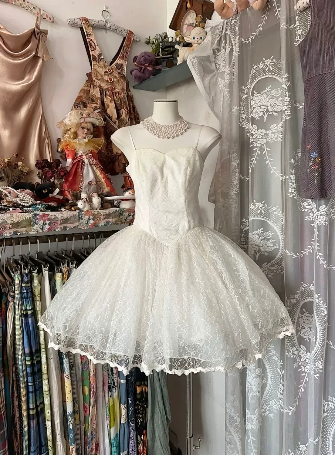 Fairy A Line Spaghetti Straps Light Ivory Satin Lace Short Prom Dress,Homecoming Dress,Evening Dress GG1882