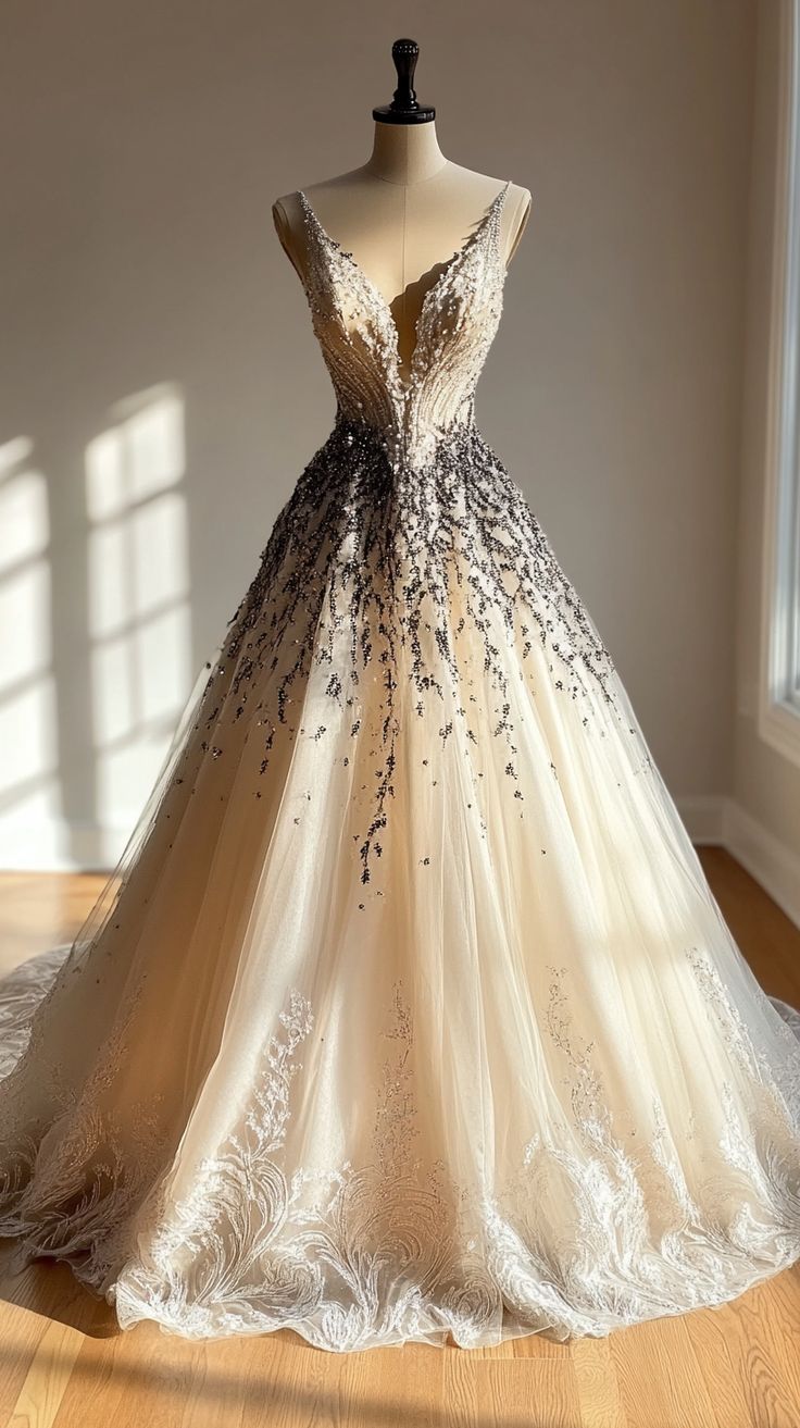 Elegant A Line V Neck Tulle Sequin Lace Beaded Long Prom Dress,Wedding Dress,Evening Dress GG2056