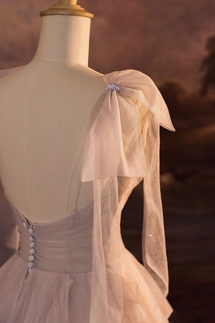 Cute Ball Gown Spaghetti Straps Blush Pink Tulle Long Prom Dress,Wedding Dress,Evening Dress GG2314