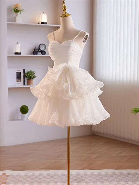 Cute A Line Spaghetti Straps Chiffon Pleaded Short Prom Dress,Homecoming Dress,Birthday Dress GG2350
