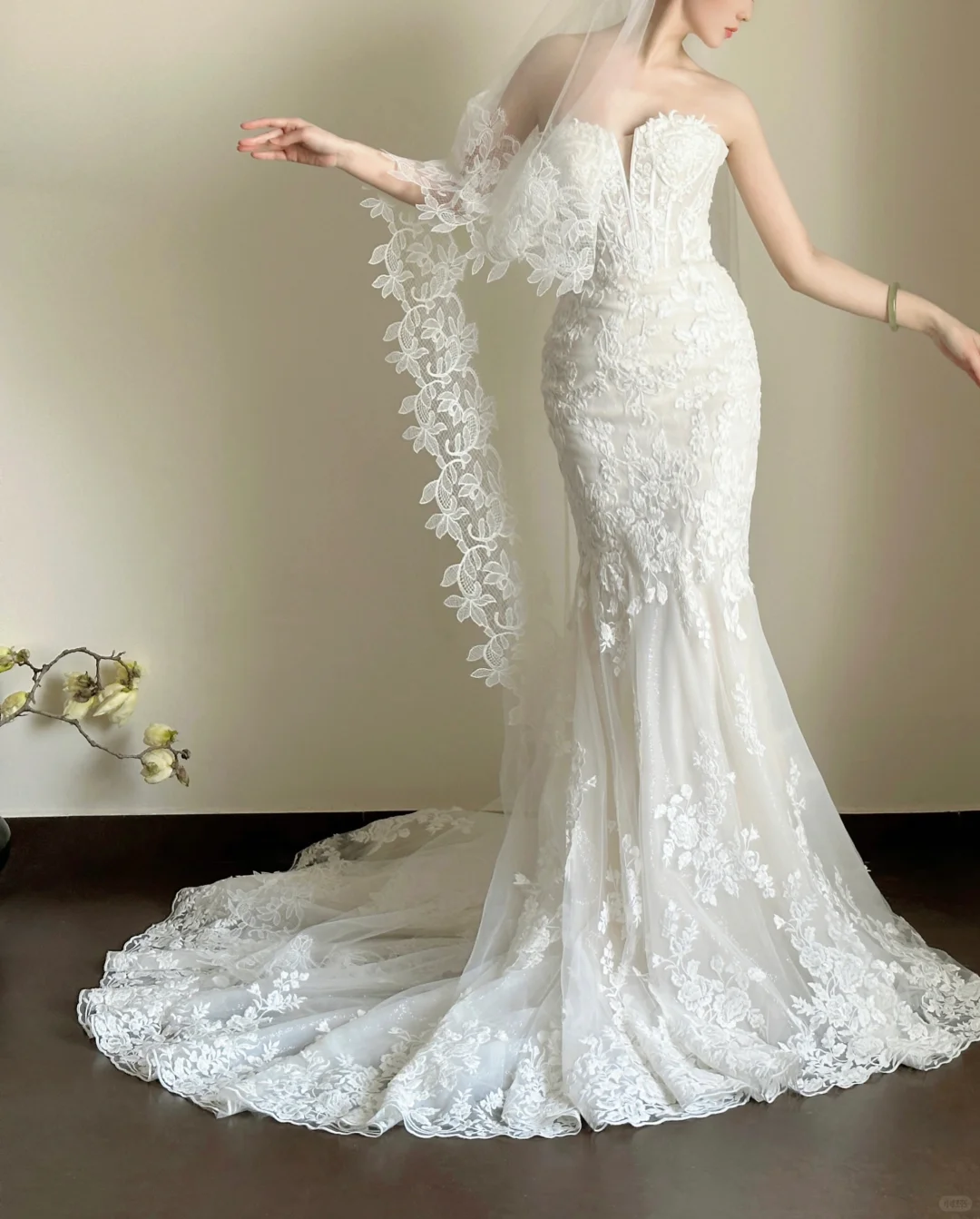 Gorgeous Mermaid Strapless White Tulle Applique Long Prom Dress, Wedding Dress, Evening Dress GG2831