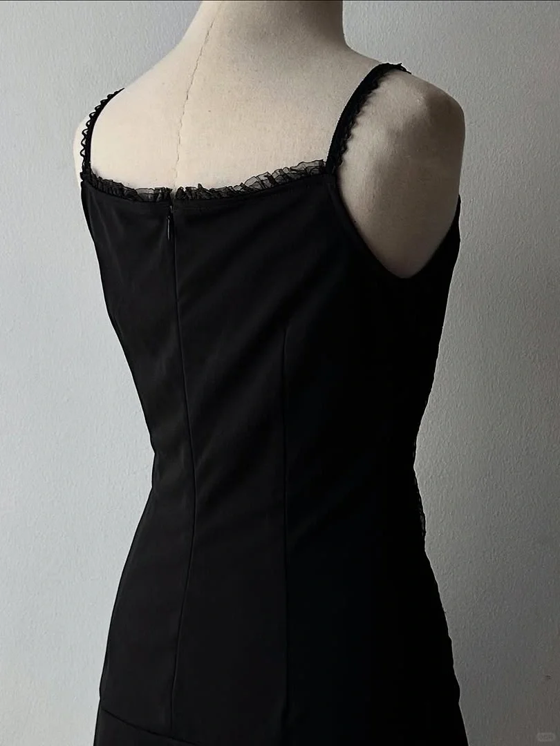 Pretty Black A Line Spaghetti Straps Satin Lace Short Prom Dress,Homecoming Dress,16th Birthday Dress GG3621