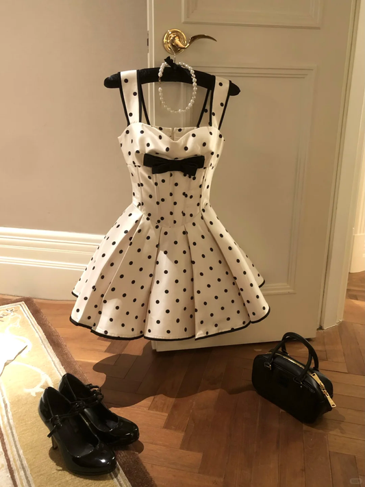 Sweet 16th A Line Square Satin Polka Dots Short Homecoming Dress,Summer Birthday Dress GG3703