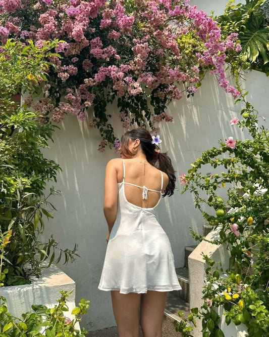 Charming A Line Spaghetti Straps White Satin Laec Short Homecoming Dress,Summer 20th Birthday Dress GG3827